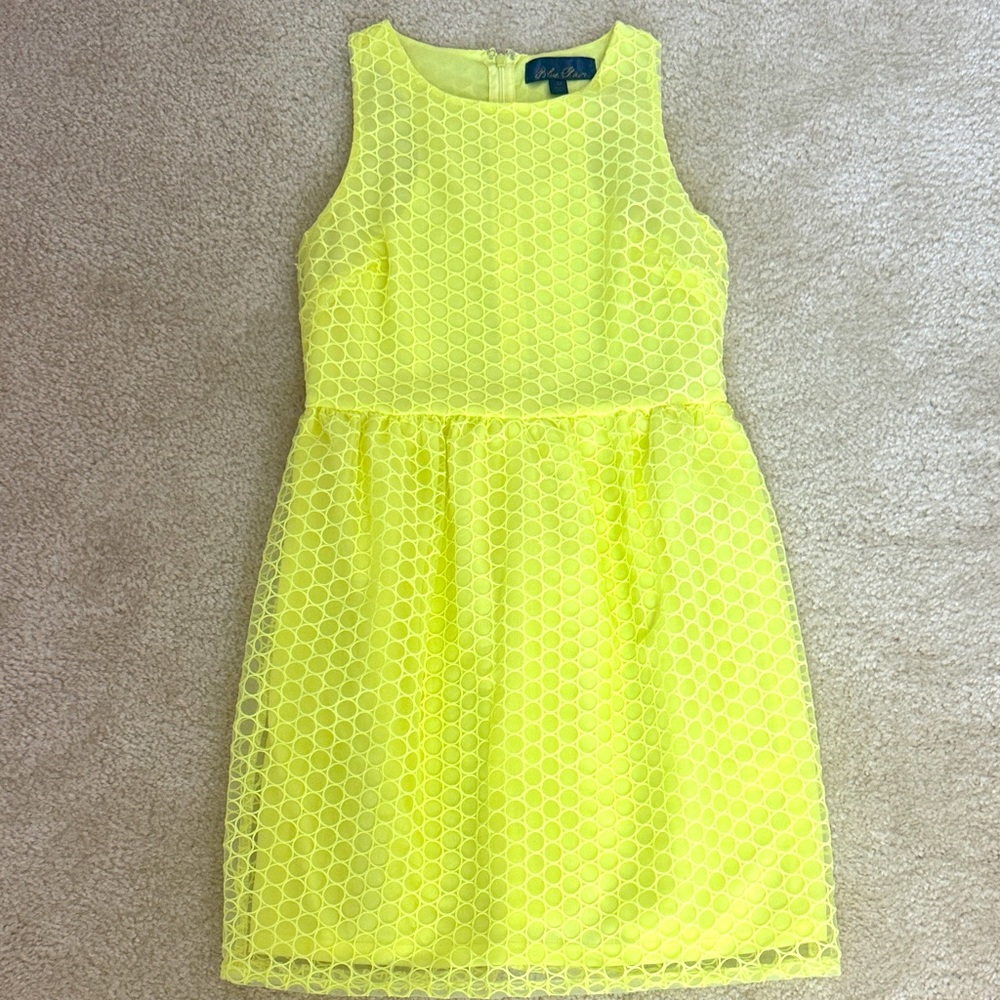 Blue Rain Neon Yellow Lace Mini Dress